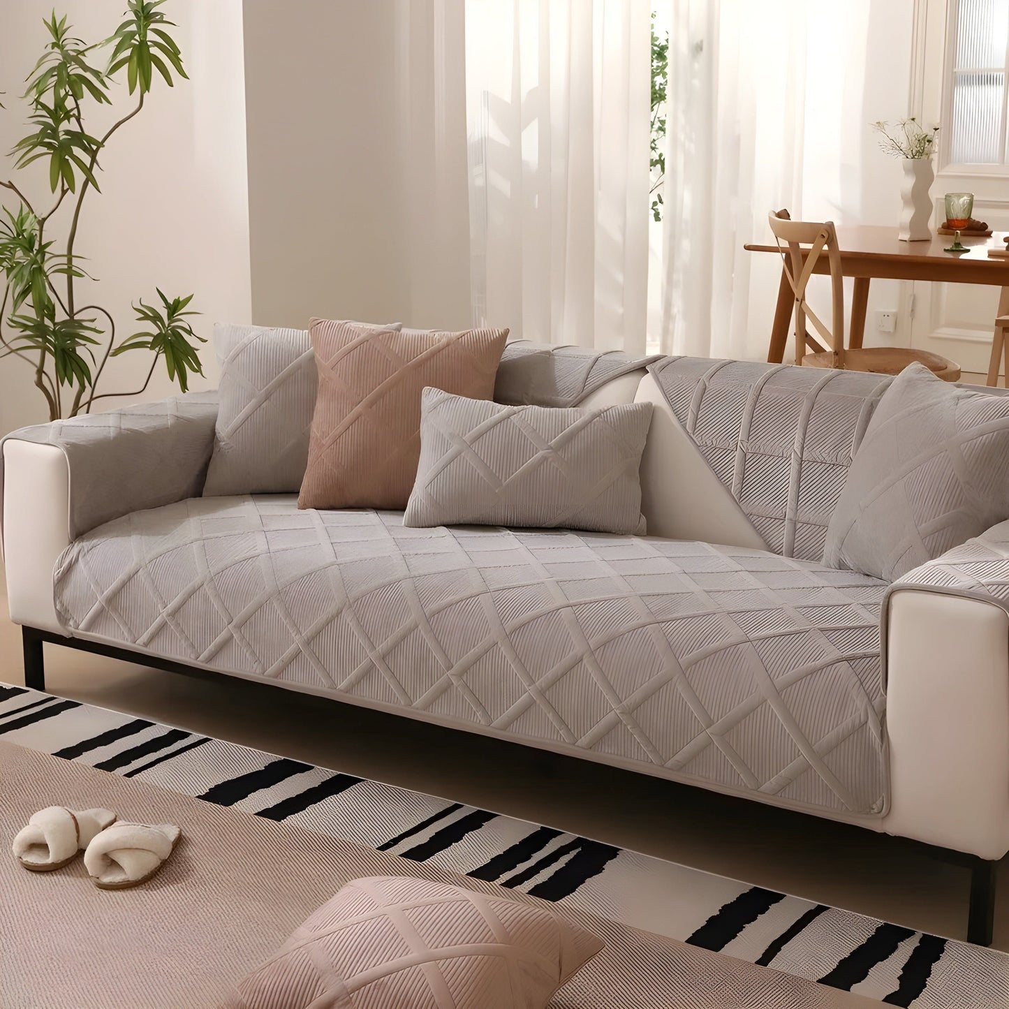 CorduroyComfort Täckning - Lättsam, Halkfri Sammetsofaöverdrag
