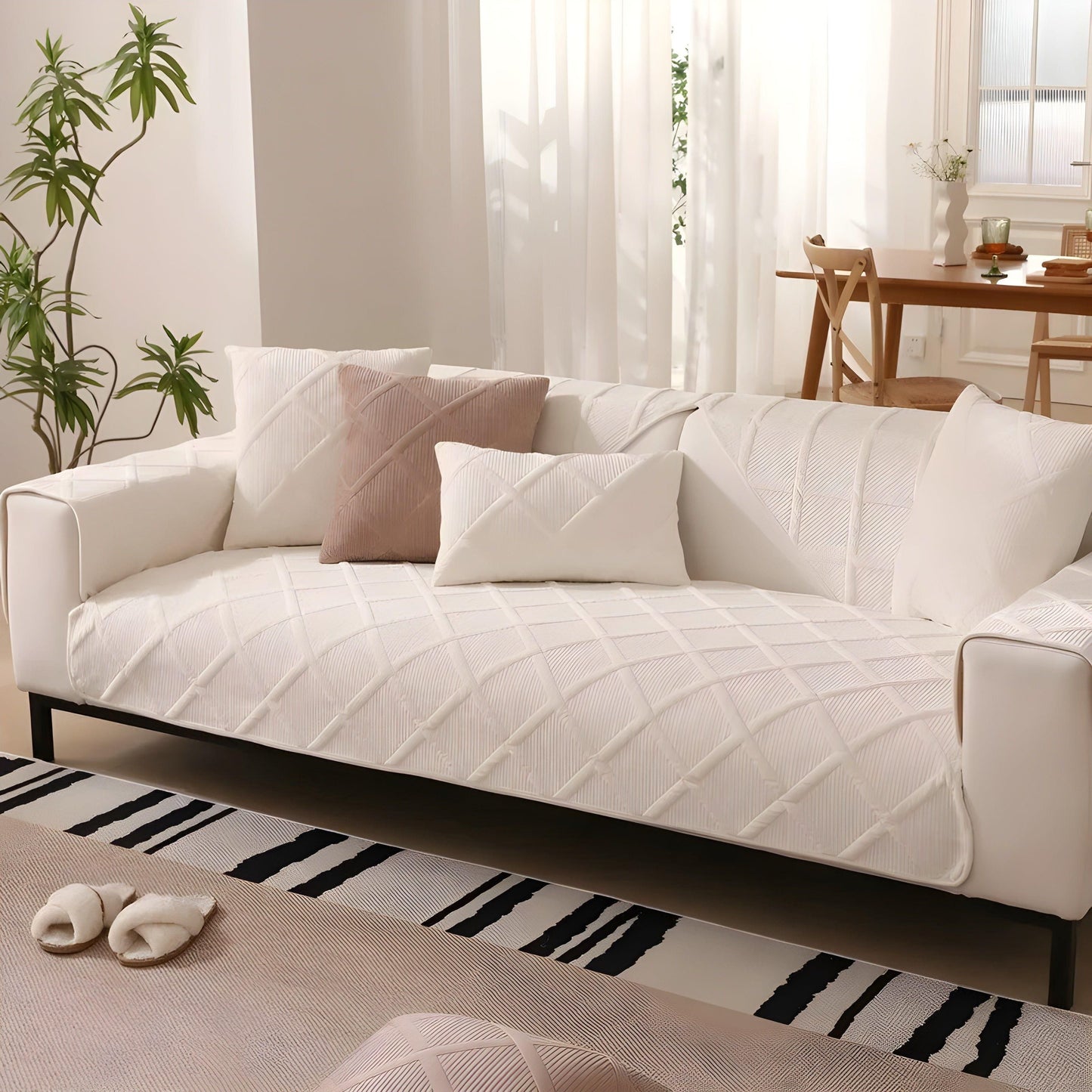 CorduroyComfort Täckning - Lättsam, Halkfri Sammetsofaöverdrag