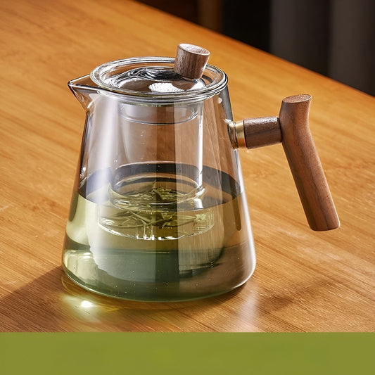 Glas te kopp med trähandtag – Värmeresistent & med tesil | Idealisk för hemmet