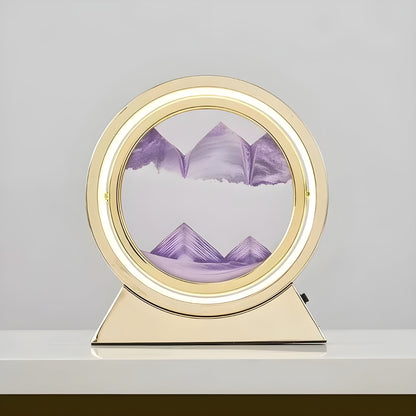 Sandbildslampa – LED-bordslampa med 3D sandmotiv | Avkopplande dekoration för vardagsrum och kontor