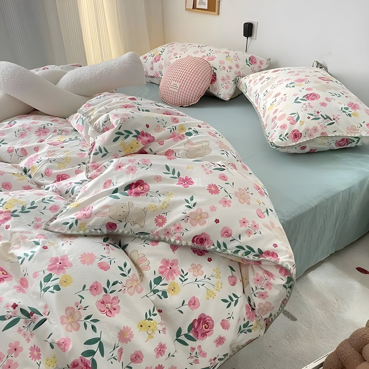 SoftBloom Sängkläder Set - Elegant sängkläder set tillverkat av bomull med blommönster
