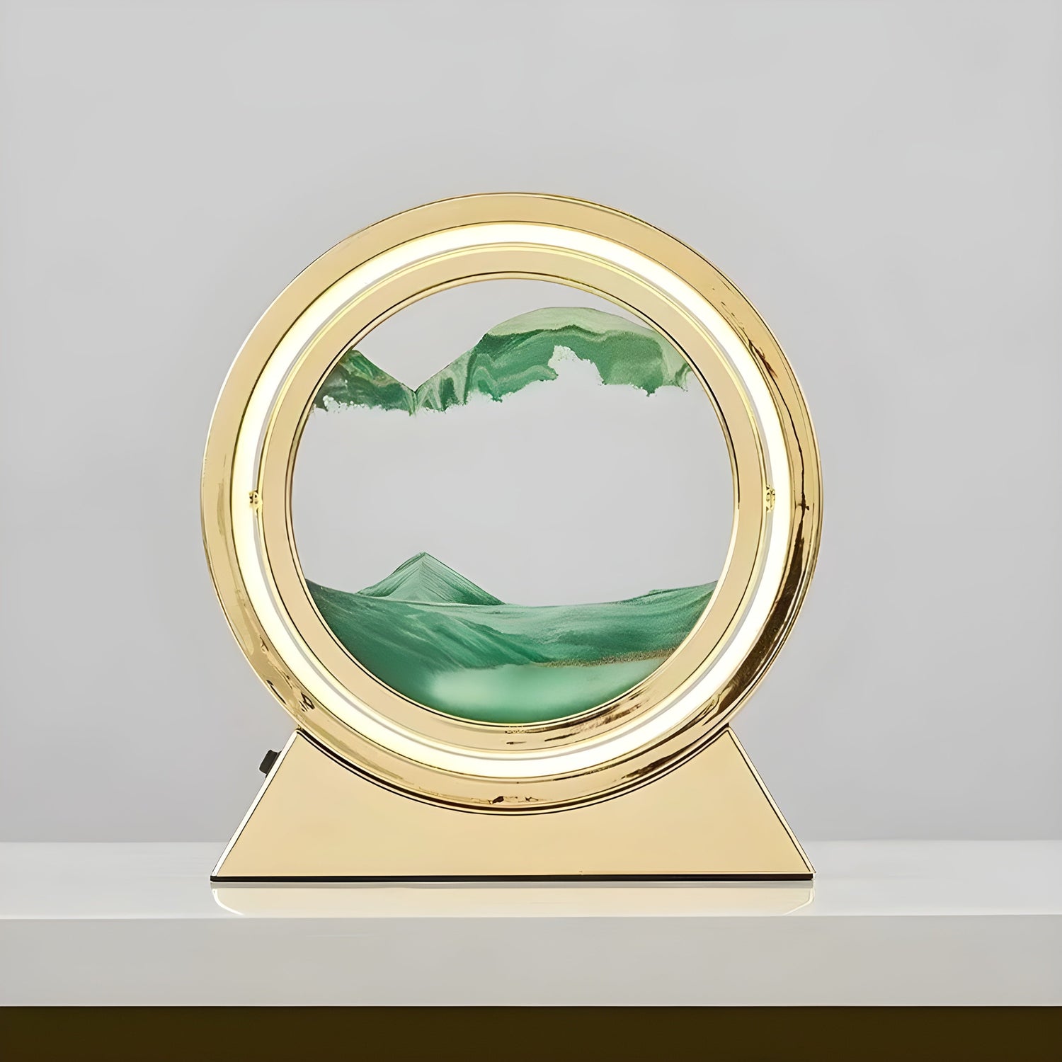 Sandbildslampa – LED-bordslampa med 3D sandmotiv | Avkopplande dekoration för vardagsrum och kontor