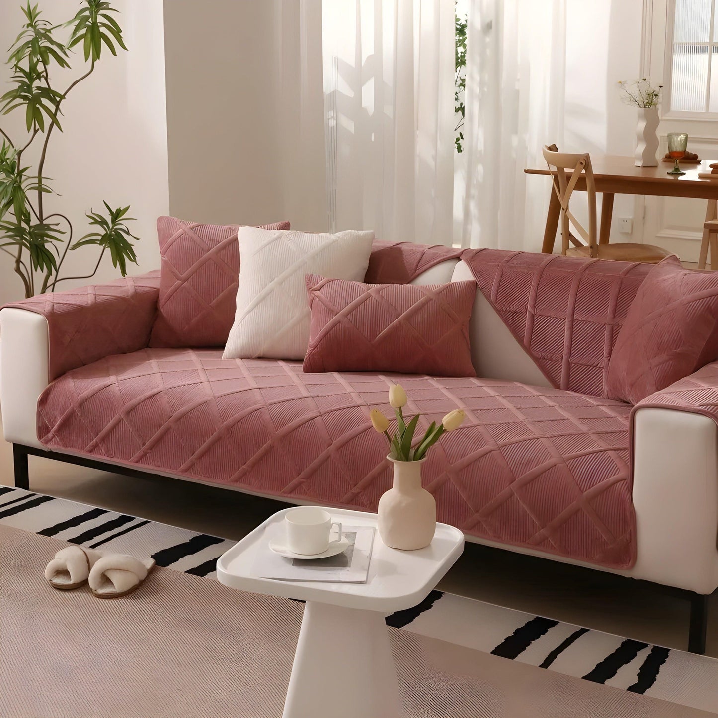 CorduroyComfort Täckning - Lättsam, Halkfri Sammetsofaöverdrag