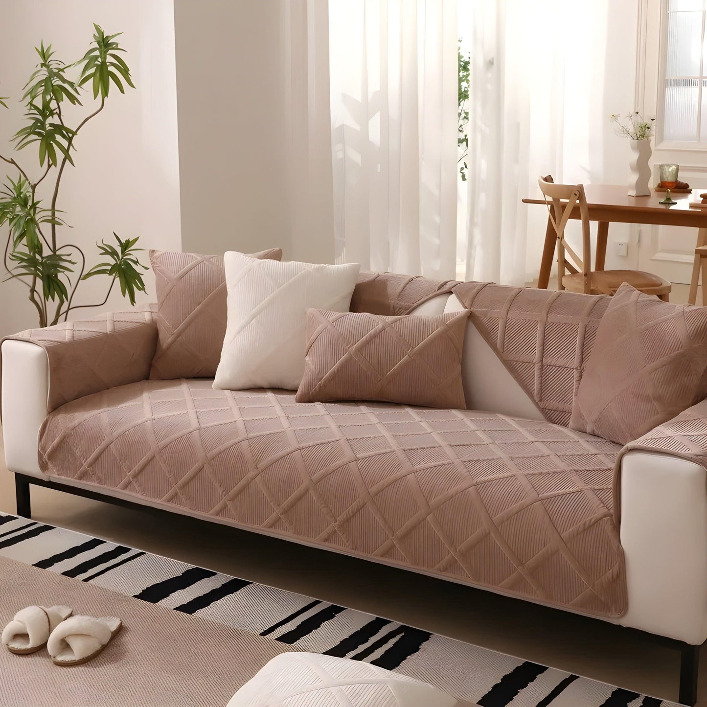 CorduroyComfort Täckning - Lättsam, Halkfri Sammetsofaöverdrag