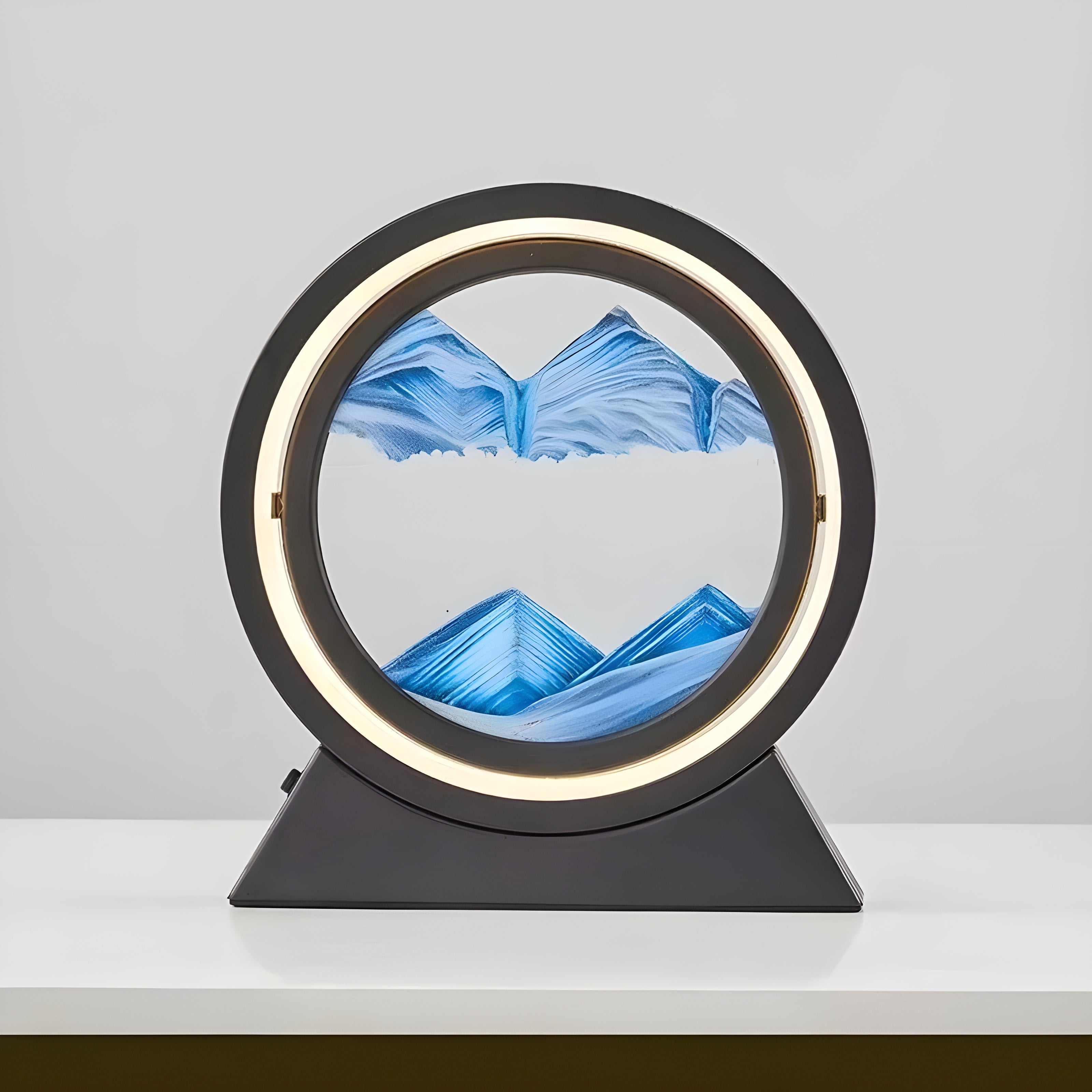 Sandbildslampa – LED-bordslampa med 3D sandmotiv | Avkopplande dekoration för vardagsrum och kontor