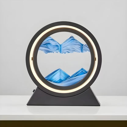 Sandbildslampa – LED-bordslampa med 3D sandmotiv | Avkopplande dekoration för vardagsrum och kontor