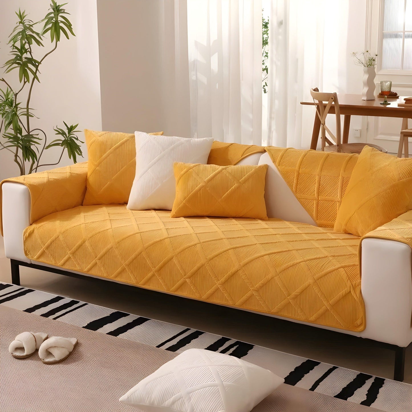 CorduroyComfort Täckning - Lättsam, Halkfri Sammetsofaöverdrag