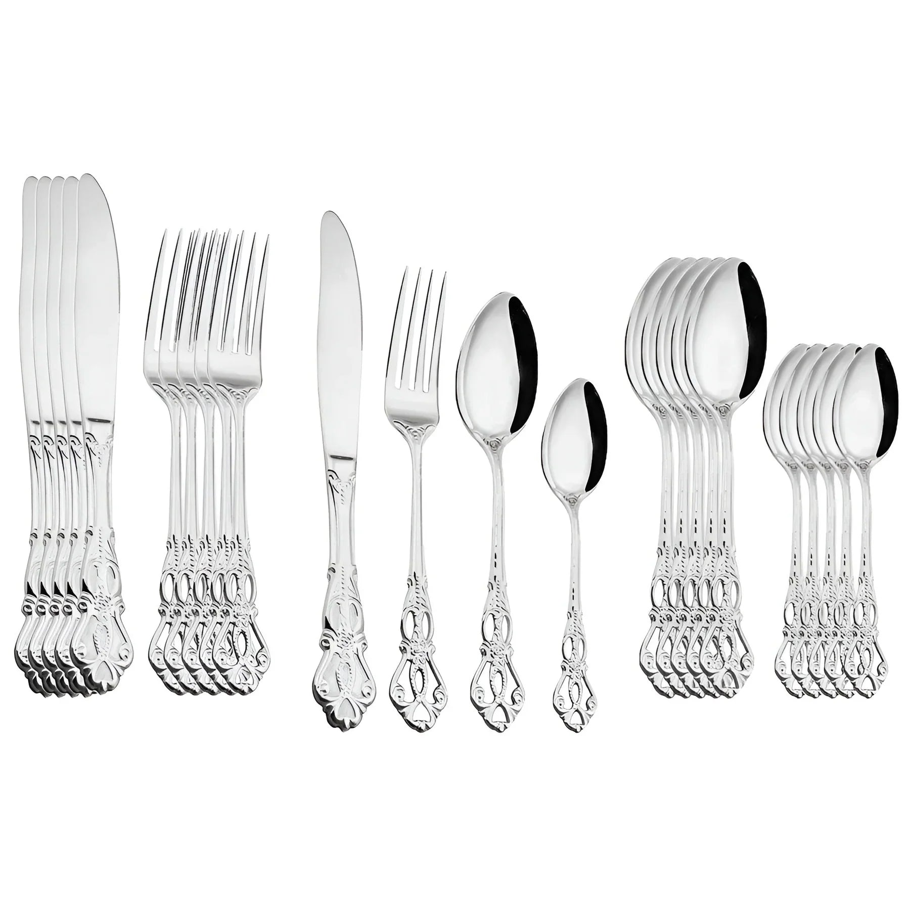 Lyxigt 24-delat guldbestickset med elegant dekoration