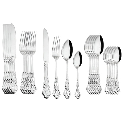 Lyxigt 24-delat guldbestickset med elegant dekoration