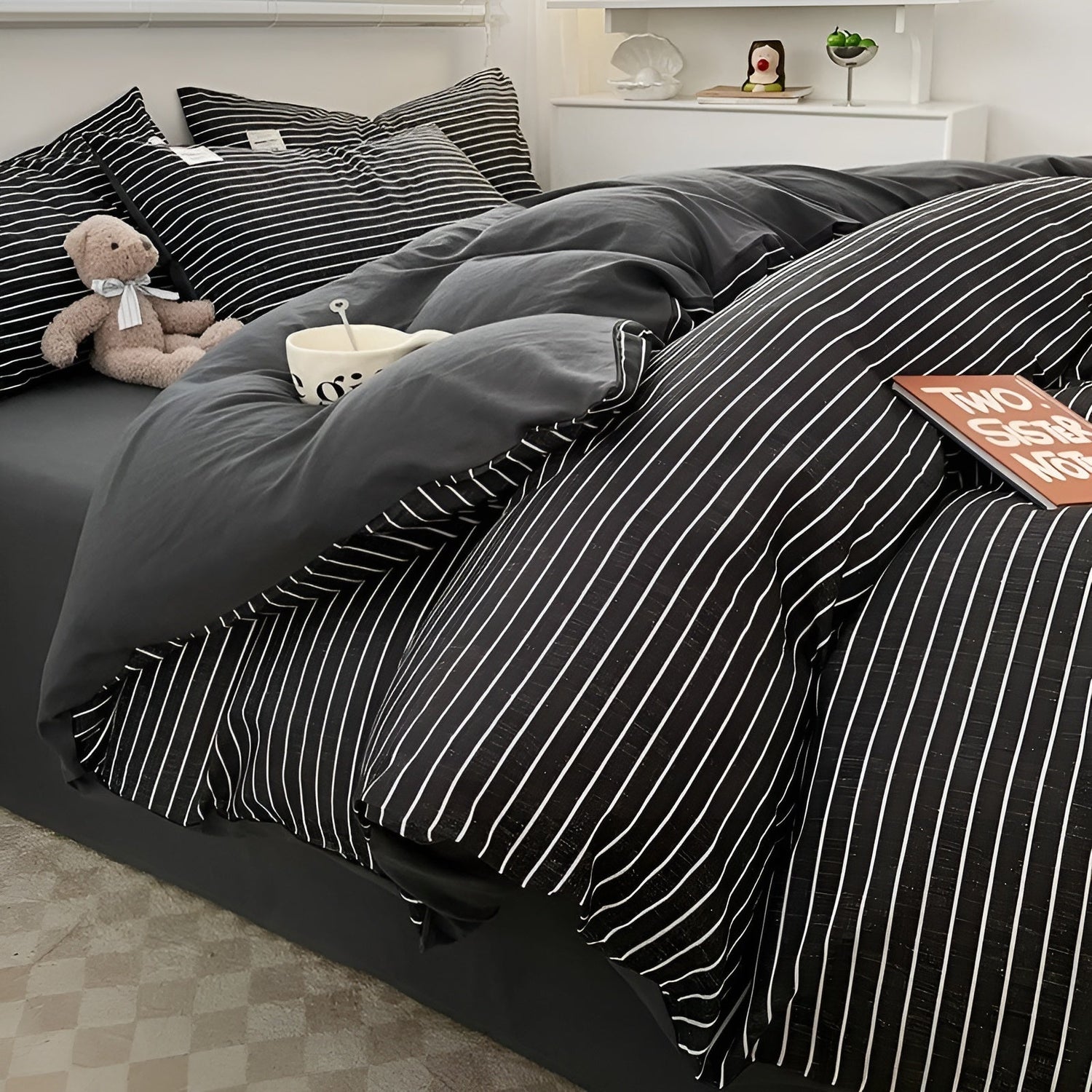 DreamPlaid Sängkläder Set - Nordisk Rutmönster Bomull Sängkläder Set