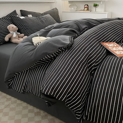 DreamPlaid Sängkläder Set - Nordisk Rutmönster Bomull Sängkläder Set