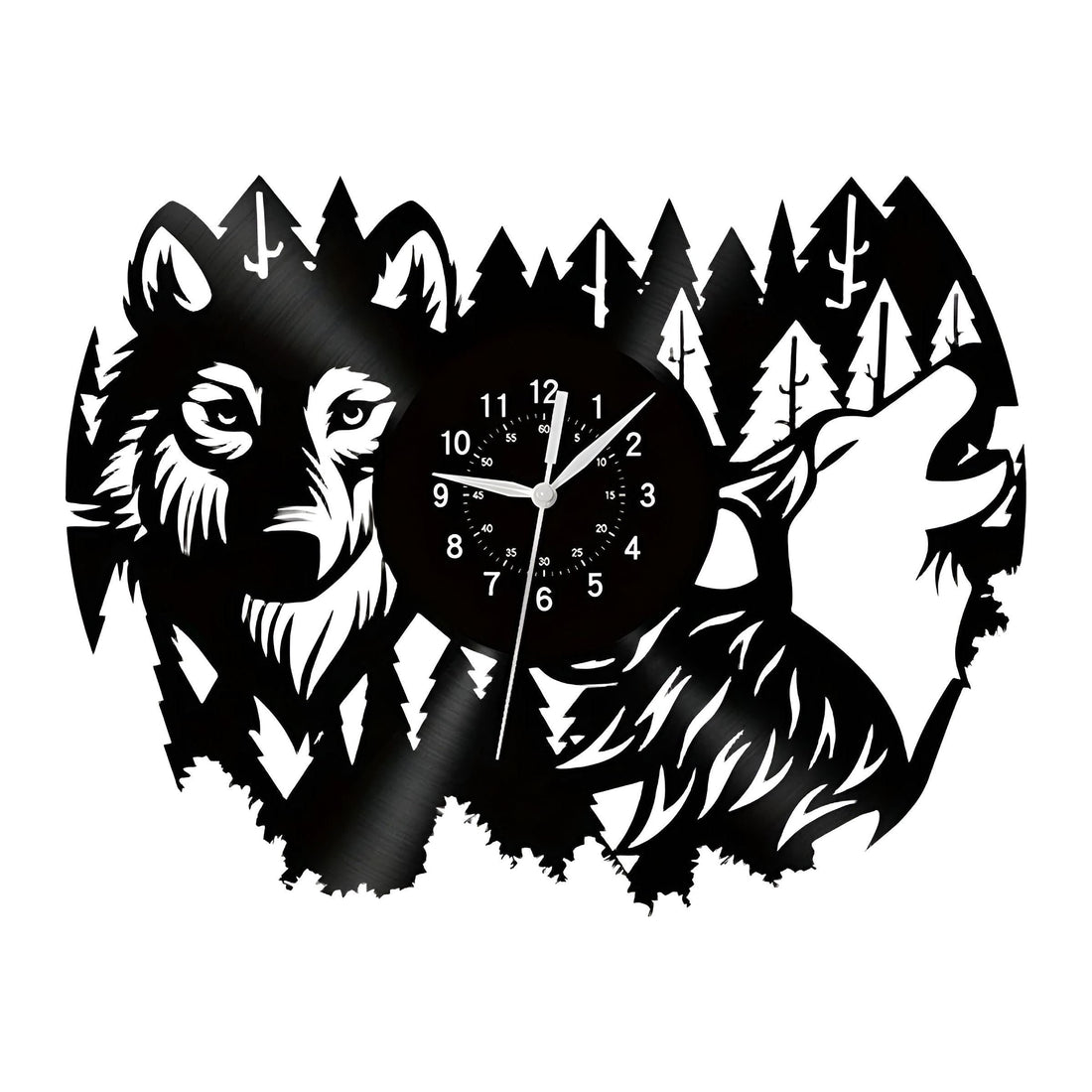 ForestTime Klocka - Kreativ Väggklocka med Skogsdjurshuvud i Vinyl för Juldekoration