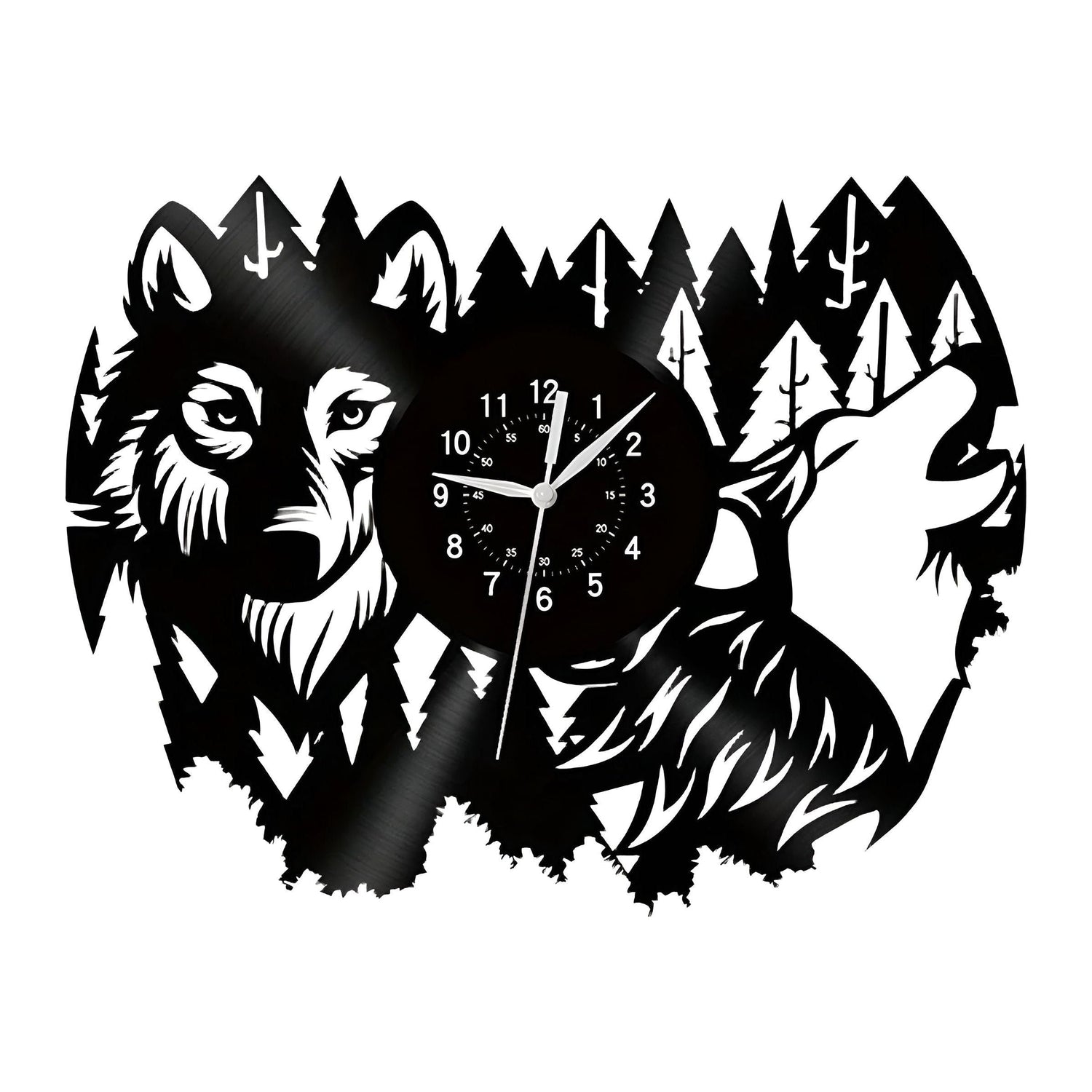 ForestTime Klocka - Kreativ Väggklocka med Skogsdjurshuvud i Vinyl för Juldekoration