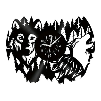 ForestTime Klocka - Kreativ Väggklocka med Skogsdjurshuvud i Vinyl för Juldekoration