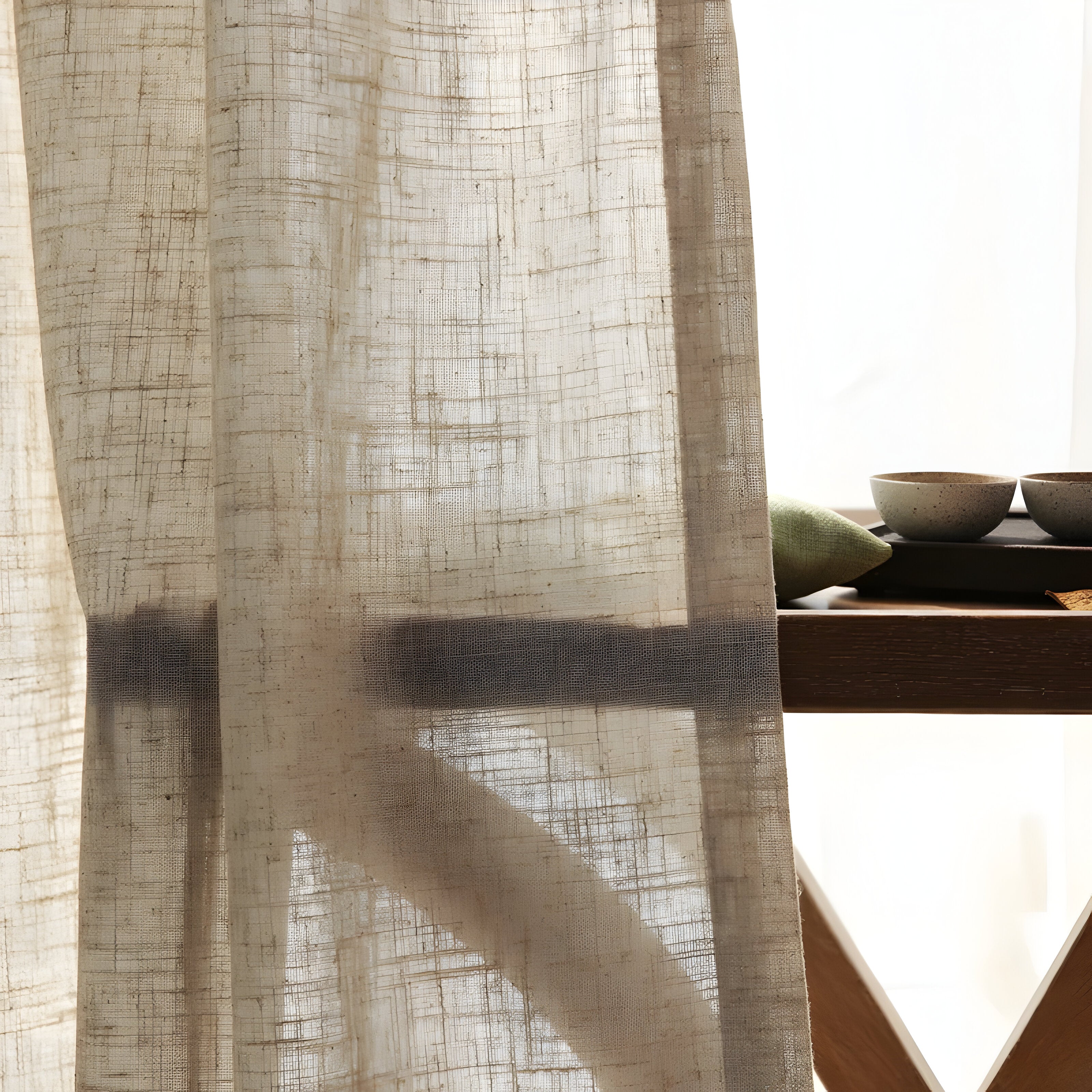 HikariVeil Gardiner - Japansk Stil Halvgenomskinliga Integritetsgardiner