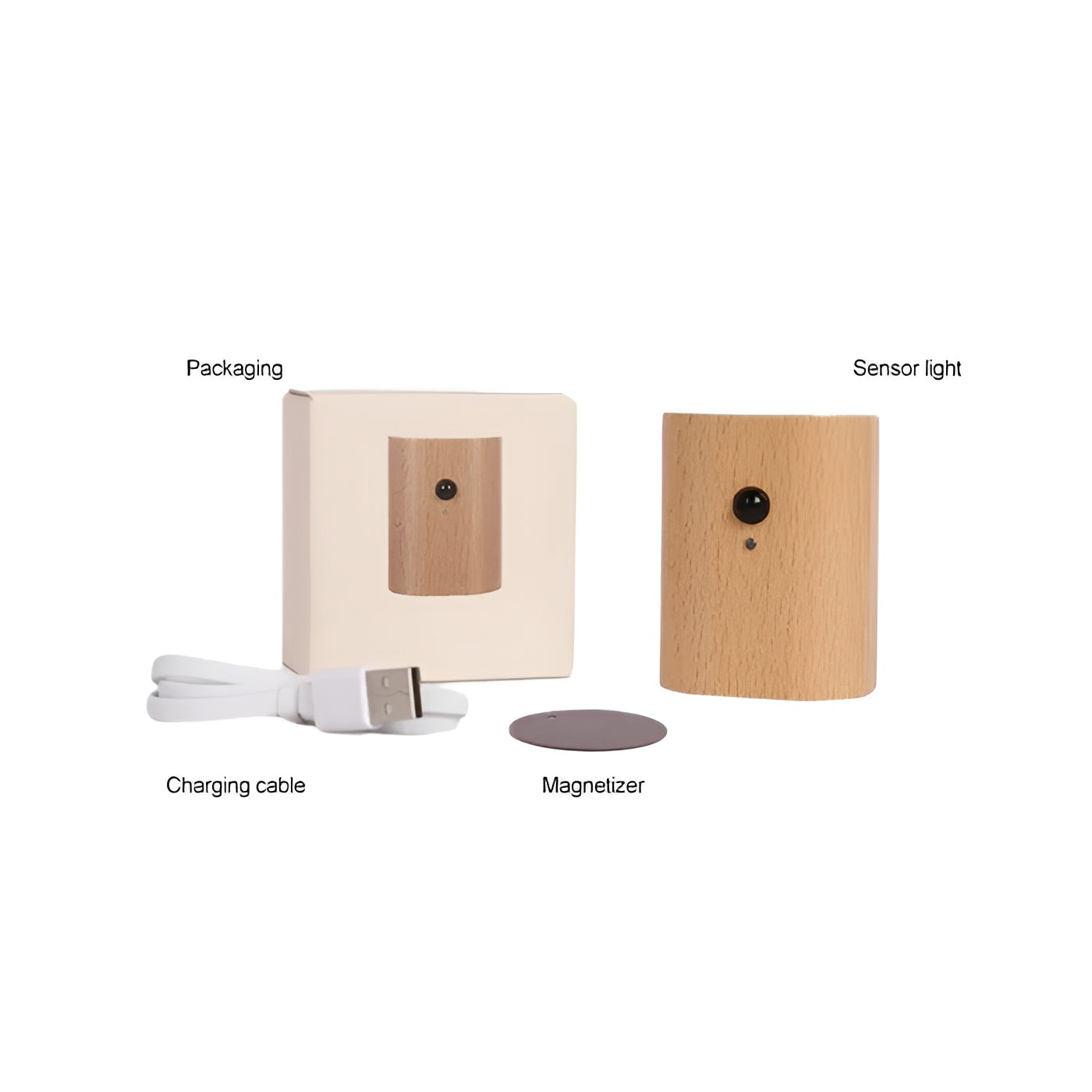 TimberSense Light - Uppladdningsbar Rörelsesensor Väggljus gjort av Trä