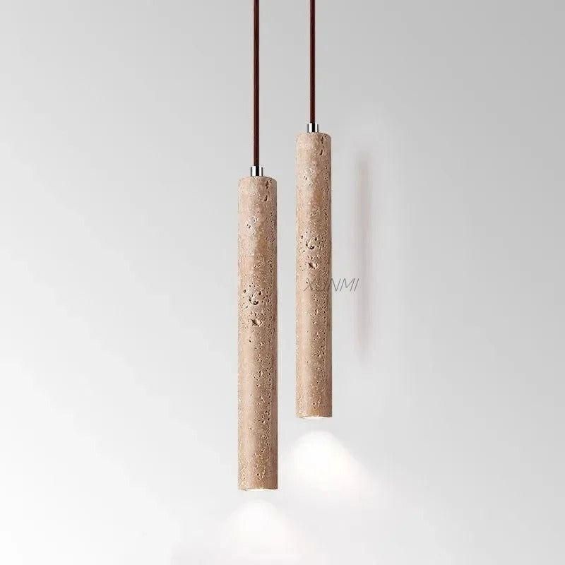 Radiance - Minimalist Lång Linje Travertin Wabi-Sabi Stil LED Kandelaber Ljus