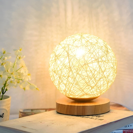 TwineGlow Lampa - Modern USB-uppladdningsbar Rattan Bordslampa