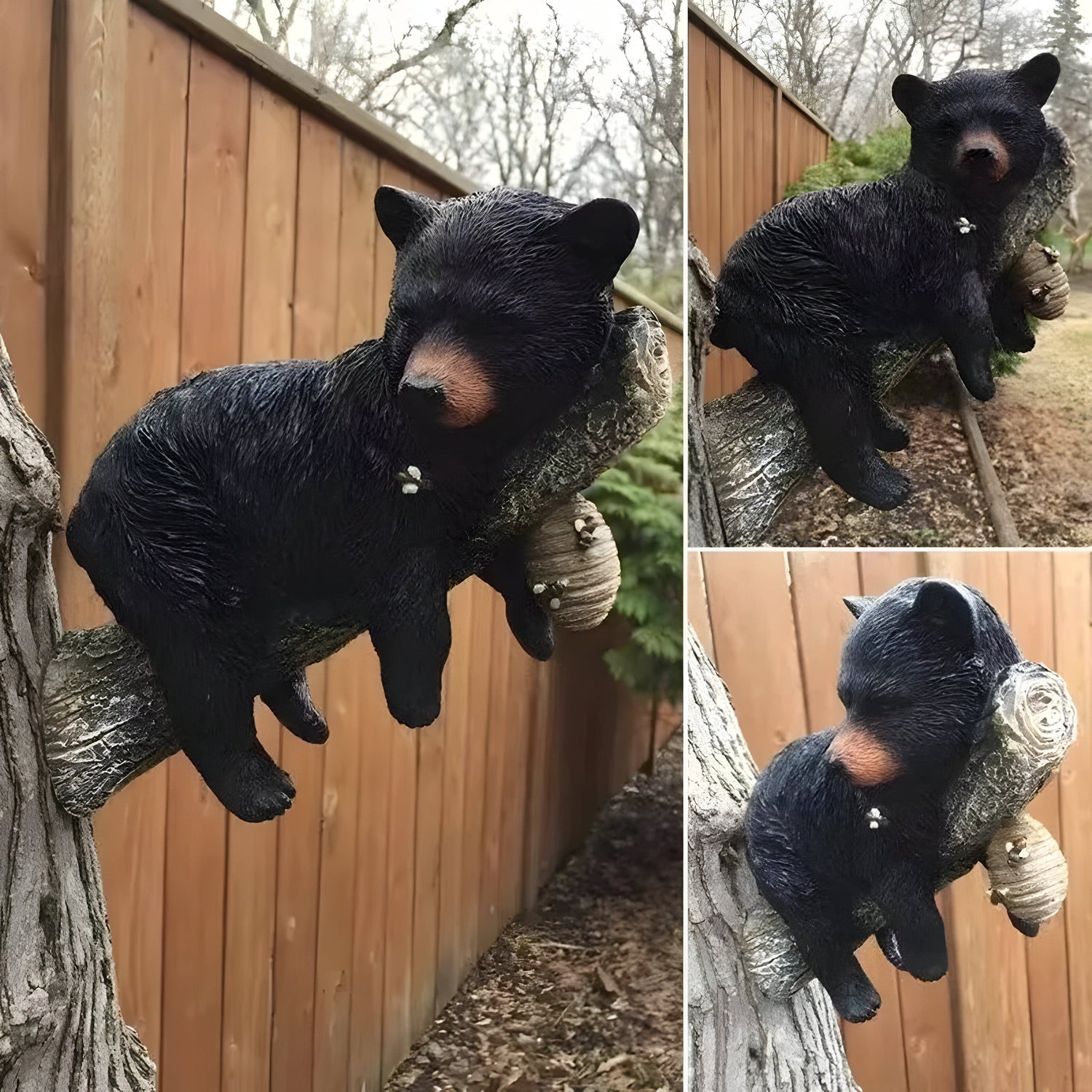 BearWhisper Skulptur – Vägghängd Björn Sovande Trädgårdsstaty