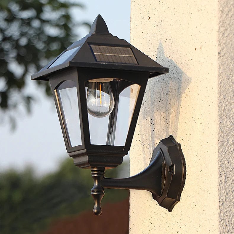 Utomhus Sol Vägglampa Svart Fackla