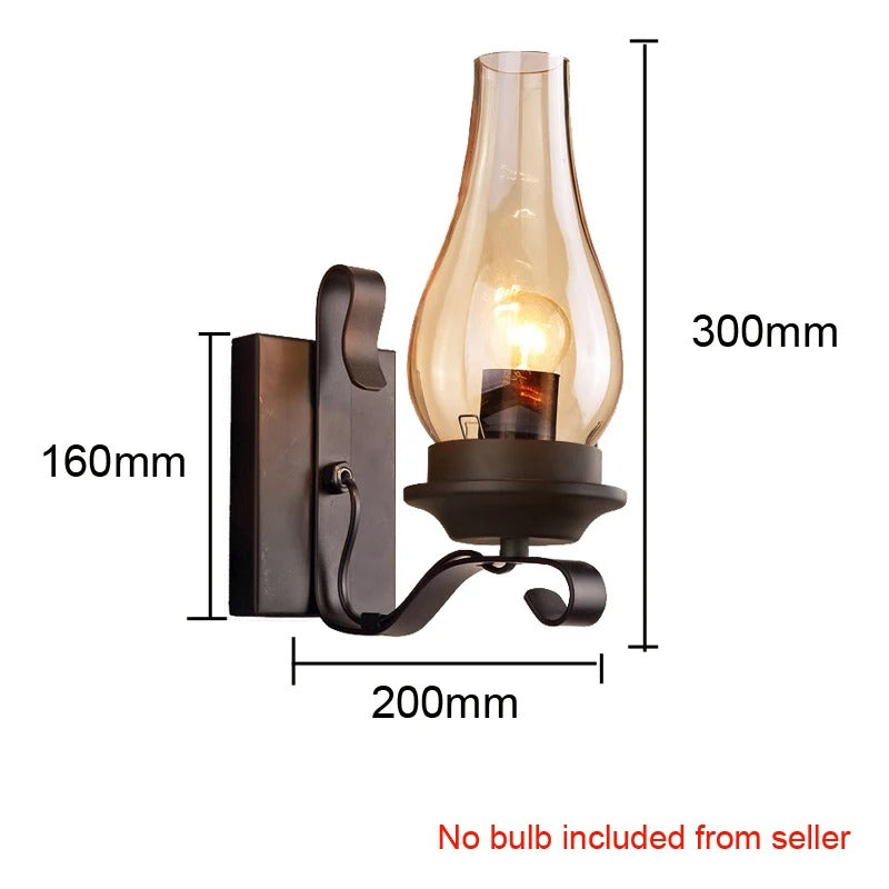 Retro industriell järn vägglampa