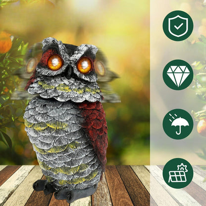 NightGlare – Solcellsdriven ugglefigur med automatisk belysning för trädgårdsatmosfär