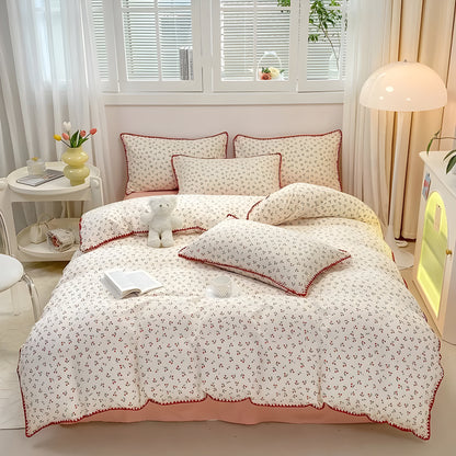 SoftBloom Sängkläder Set - Elegant sängkläder set tillverkat av bomull med blommönster