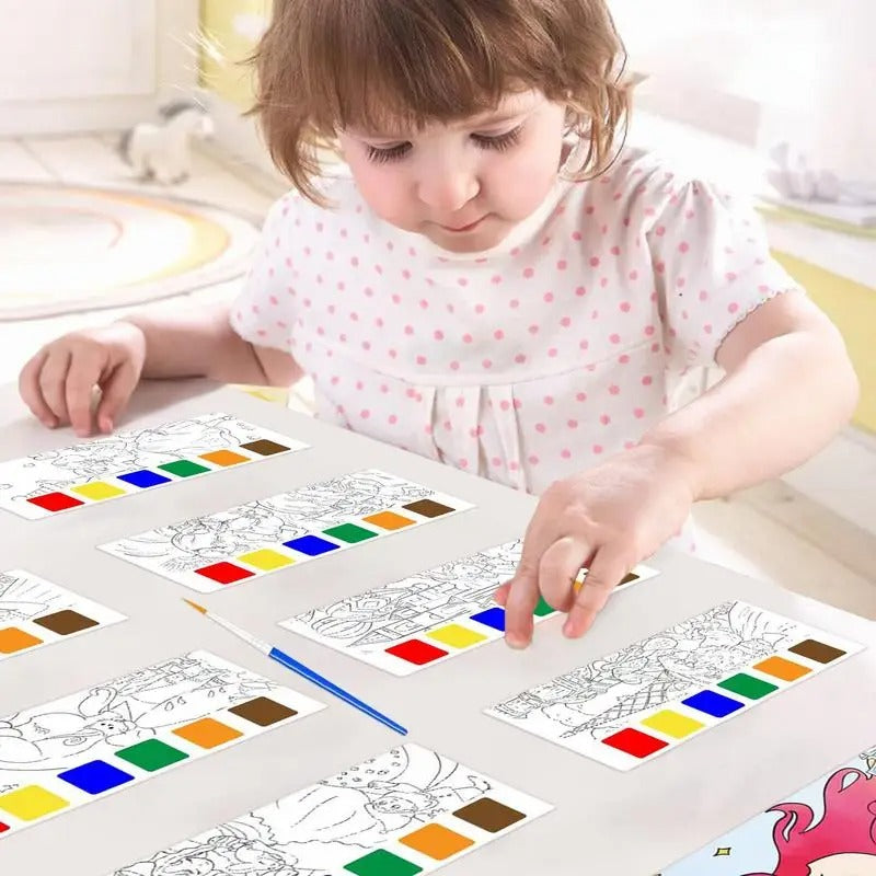 Färgbok med akvareller – Roligt med 6 färger