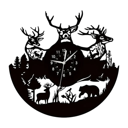 ForestTime Klocka - Kreativ Väggklocka med Skogsdjurshuvud i Vinyl för Juldekoration