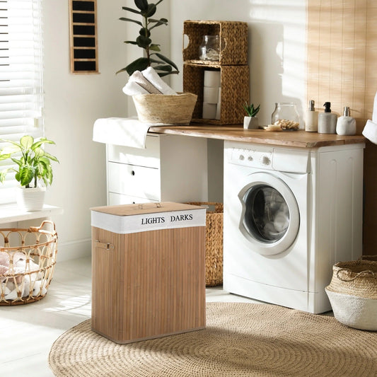 EcoTidy Korg – Bambu Tvättkorg med 2 Fack
