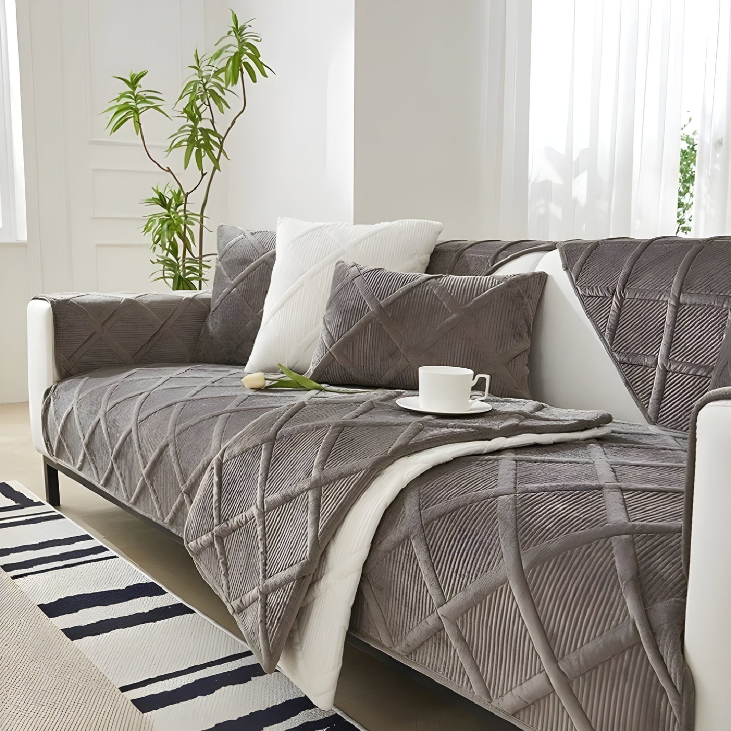 CorduroyComfort Täckning - Lättsam, Halkfri Sammetsofaöverdrag
