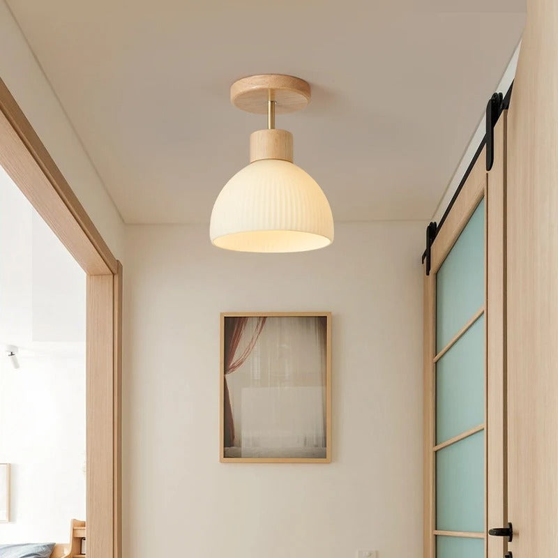 ZenWood - Nordisk Japansk Plafondlampa med Trädetaljer