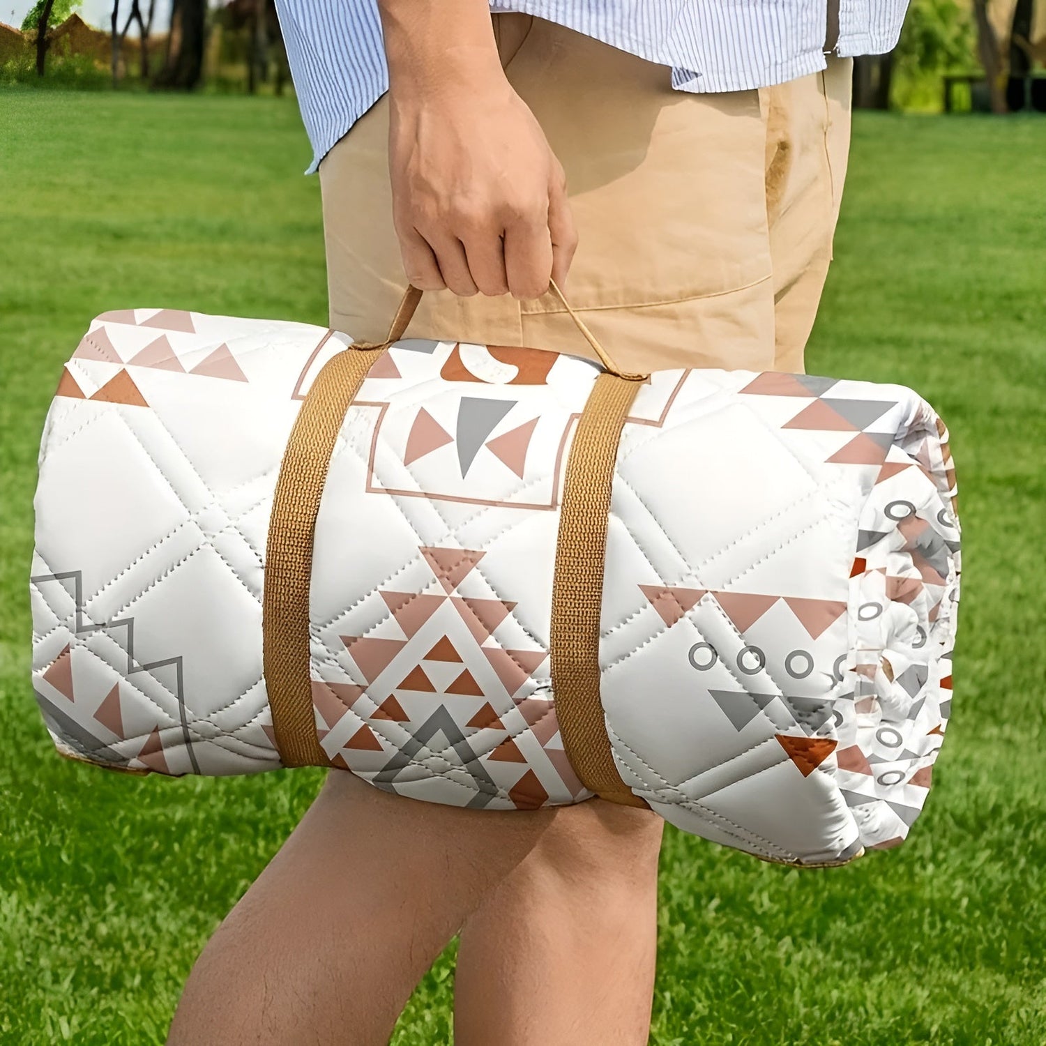 Picknickfilt med rutigt mönster – Vattentålig &amp; Fällbar | Idealisk för Park, Strand &amp; Camping