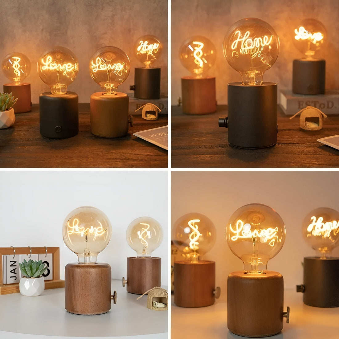 LunaHollow Lampa – Vintage Trälampa