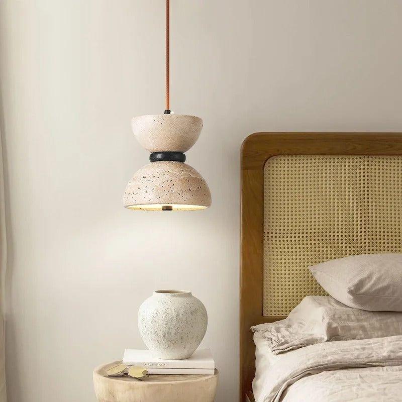 GlowZen Lampa - Rumsinredning Travertin LED Pendellampor - Wabi Sabi