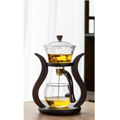 Glas Teaset med Magnetisk Flöde – Semi-Automatisk Kanna, Värmebeständig och Elegant