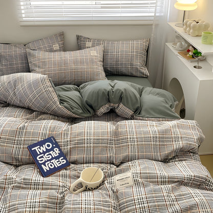 DreamPlaid Sängkläder Set - Nordisk Rutmönster Bomull Sängkläder Set