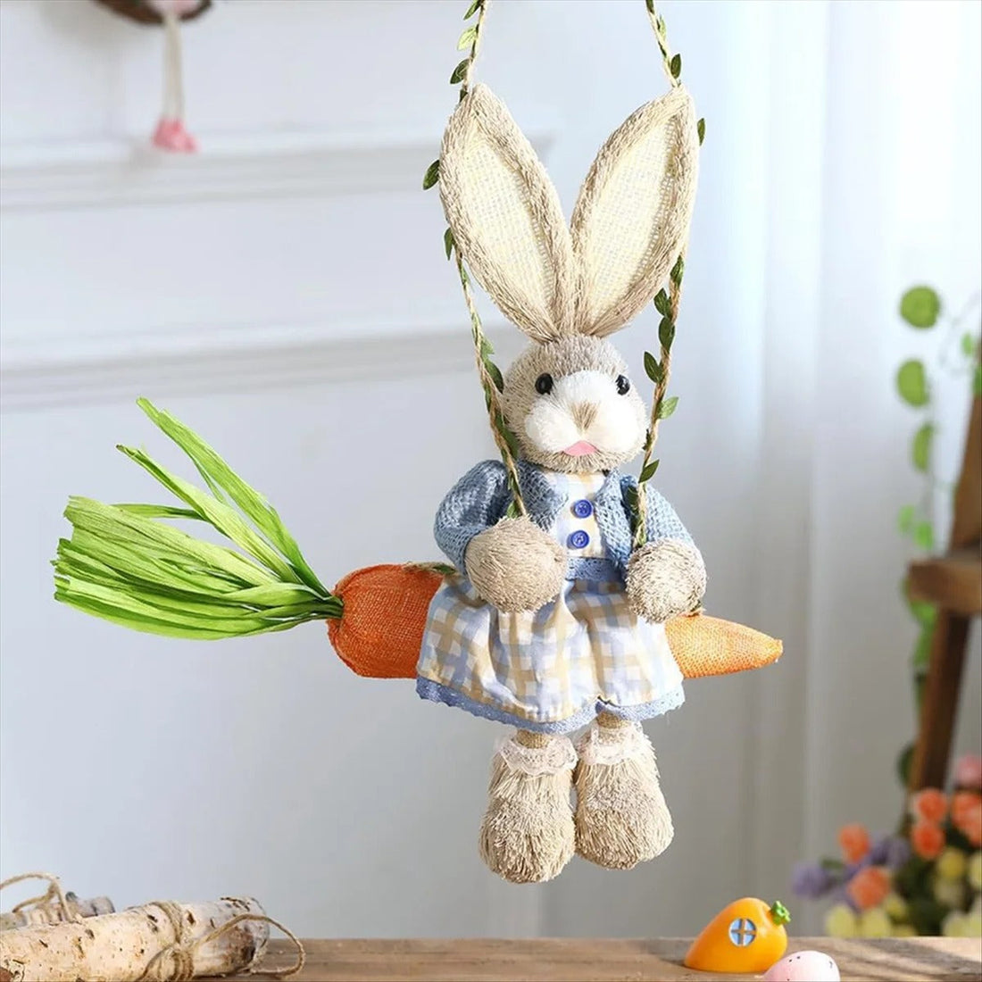 HoppyHaven Dekor – Påskhalmskanin Hängdekoration