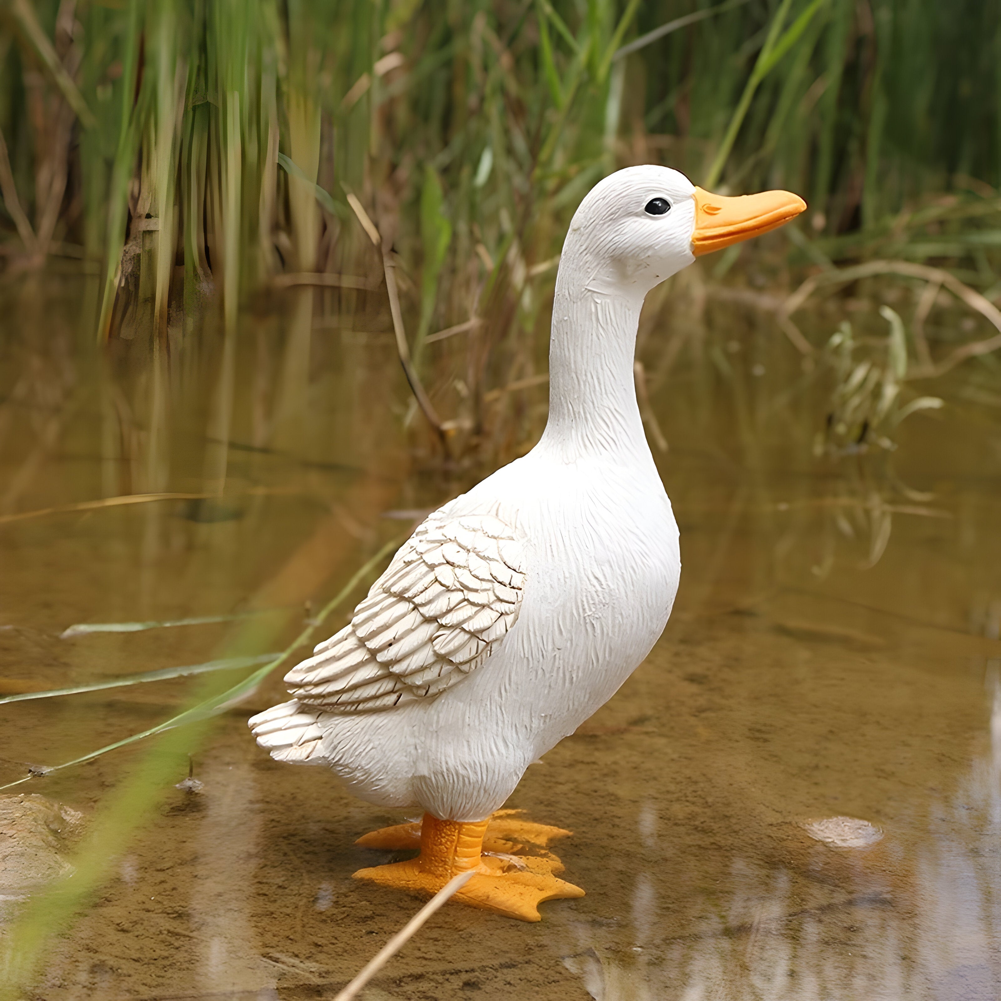 PuddlePals Skulptur – Lantstil Anka &amp; Gås Figur