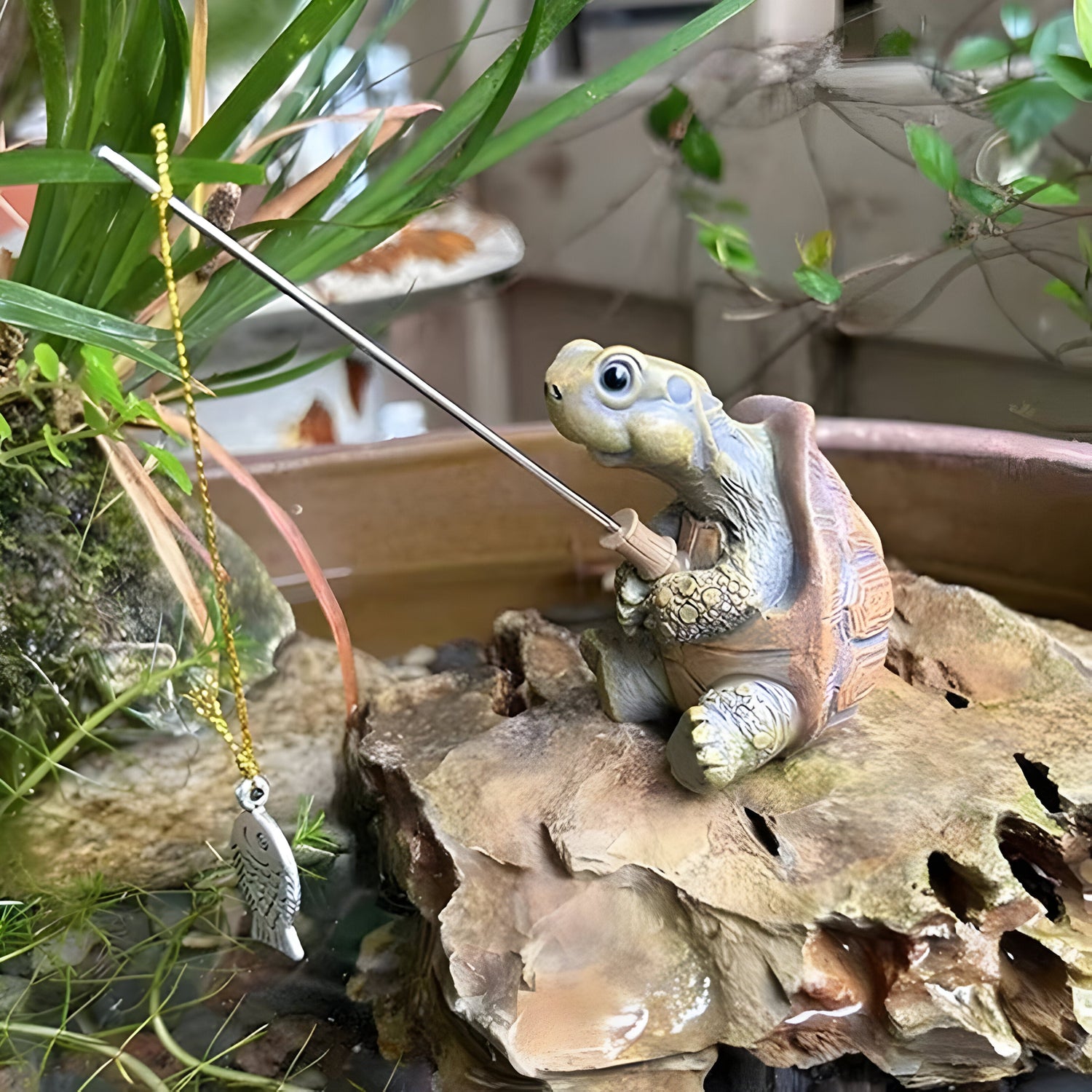 TurtleTide Staty - Dekorativ Sköldpadda Trädgårdsstaty