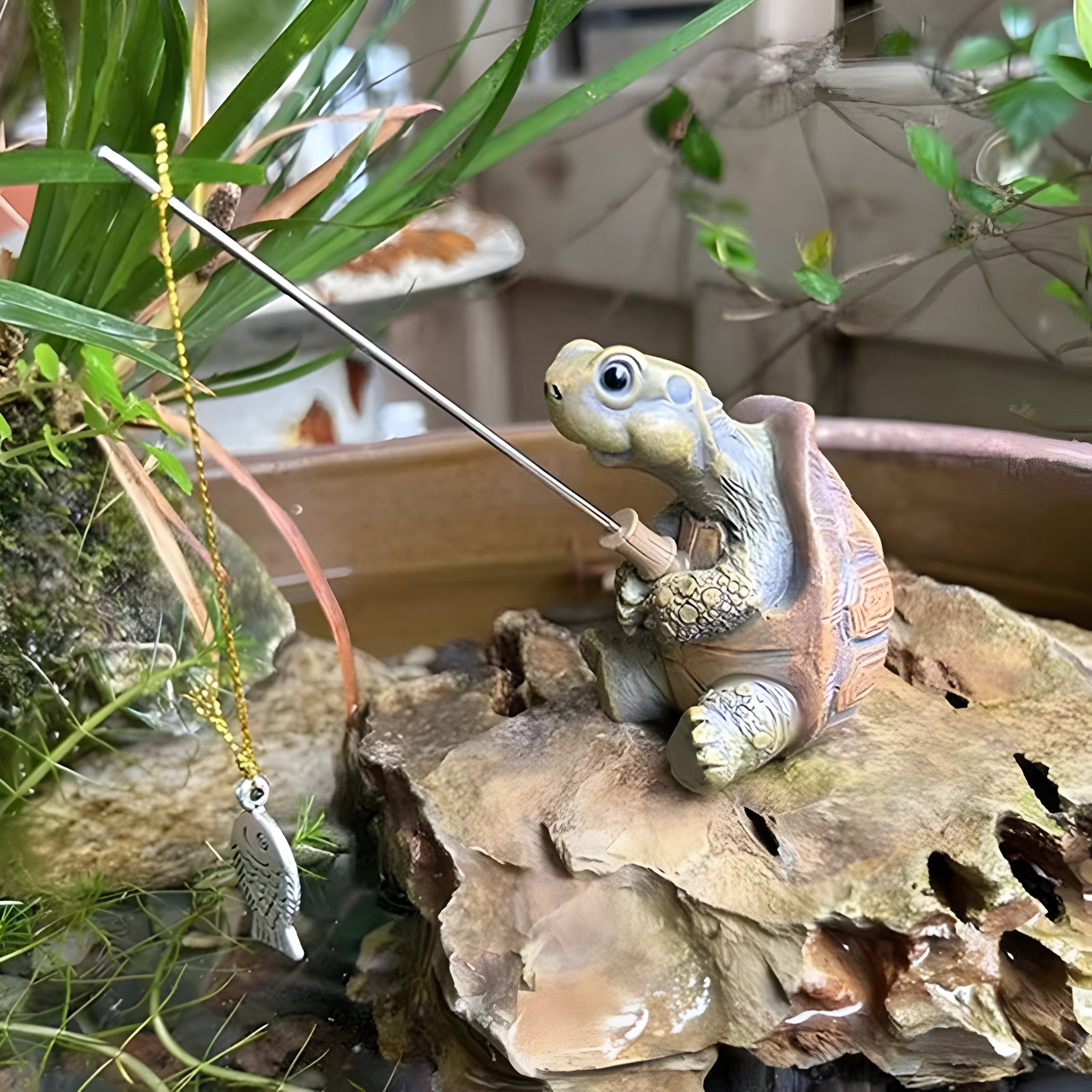 TurtleTide Staty - Dekorativ Sköldpadda Trädgårdsstaty
