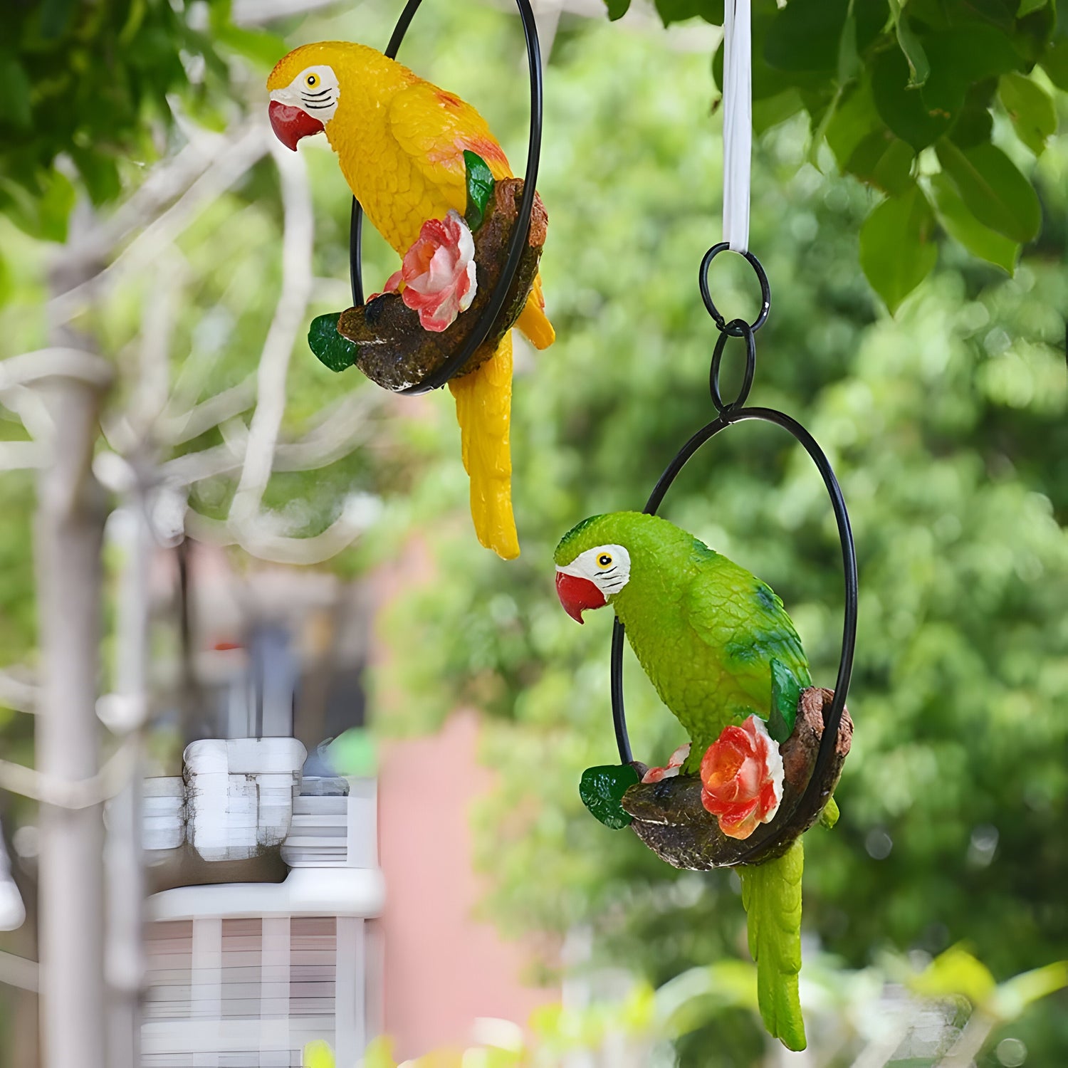 ParrotWhisper Decor - Dekorativ papegoja trädstaty för hängande