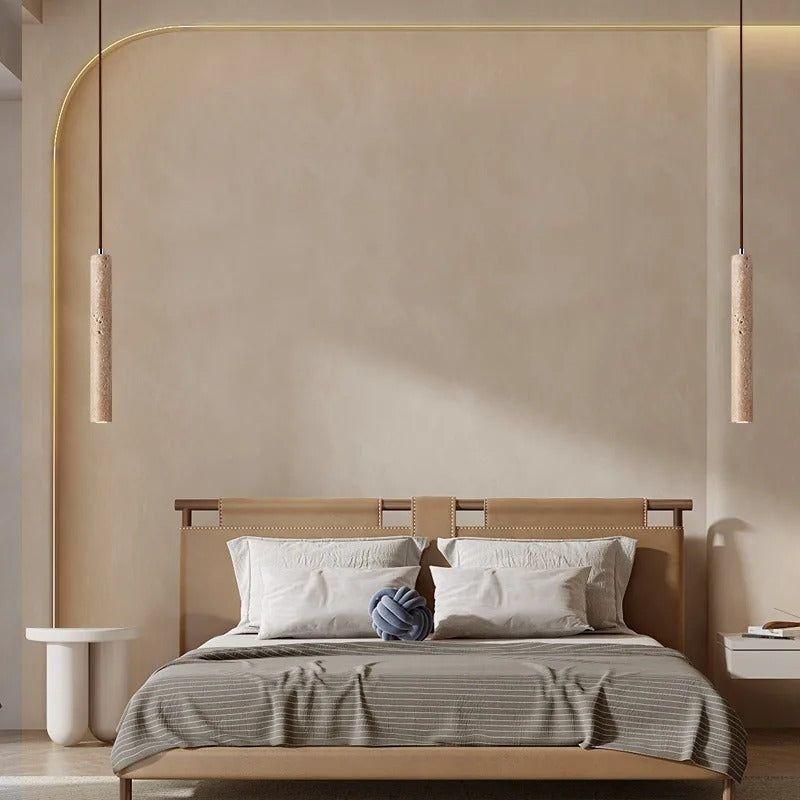 Radiance - Minimalist Lång Linje Travertin Wabi-Sabi Stil LED Kandelaber Ljus
