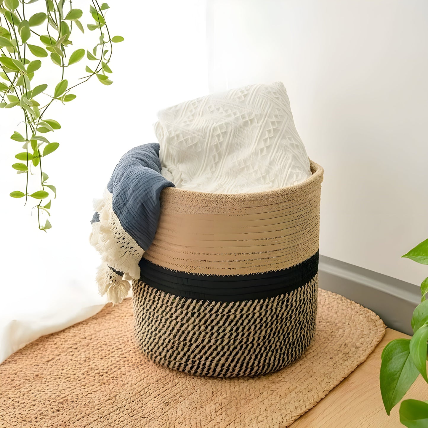 CottonCraft Korg - Fällbar Flätad Seilkorg