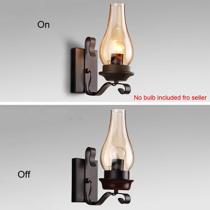 Retro industriell järn vägglampa
