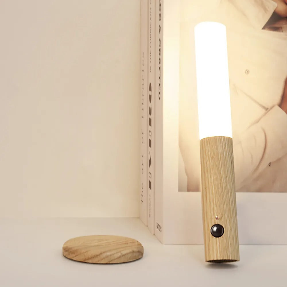 Vägglampa Trä Uppladdningsbar Rörelsesensor Lampa