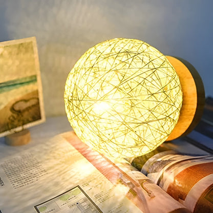 TwineGlow Lampa - Modern USB-uppladdningsbar Rattan Bordslampa
