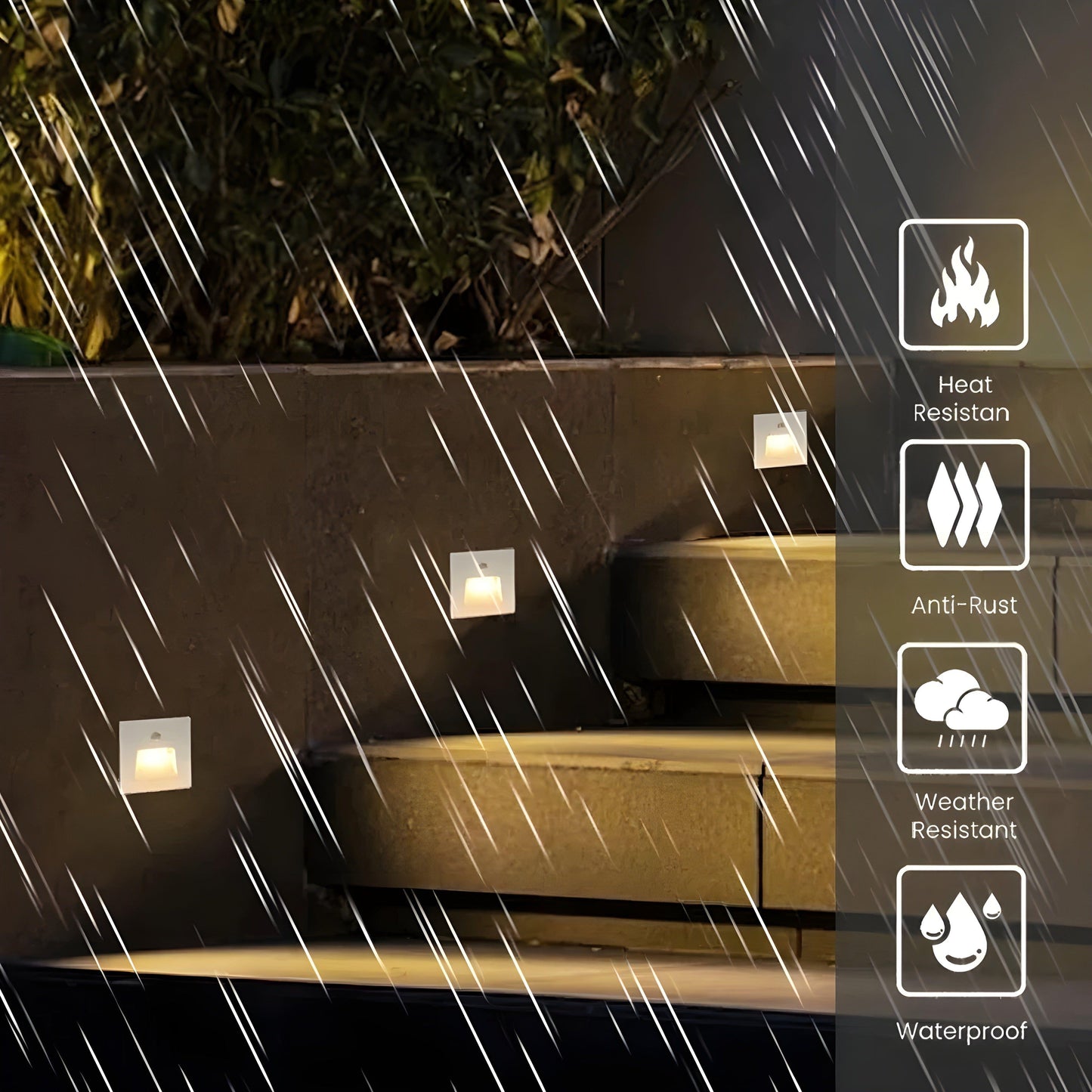 LED-utomhusvägglampa med rörelsesensor – Vattentät nattlampa för trädgård och terrass