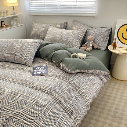 DreamPlaid Sängkläder Set - Nordisk Rutmönster Bomull Sängkläder Set
