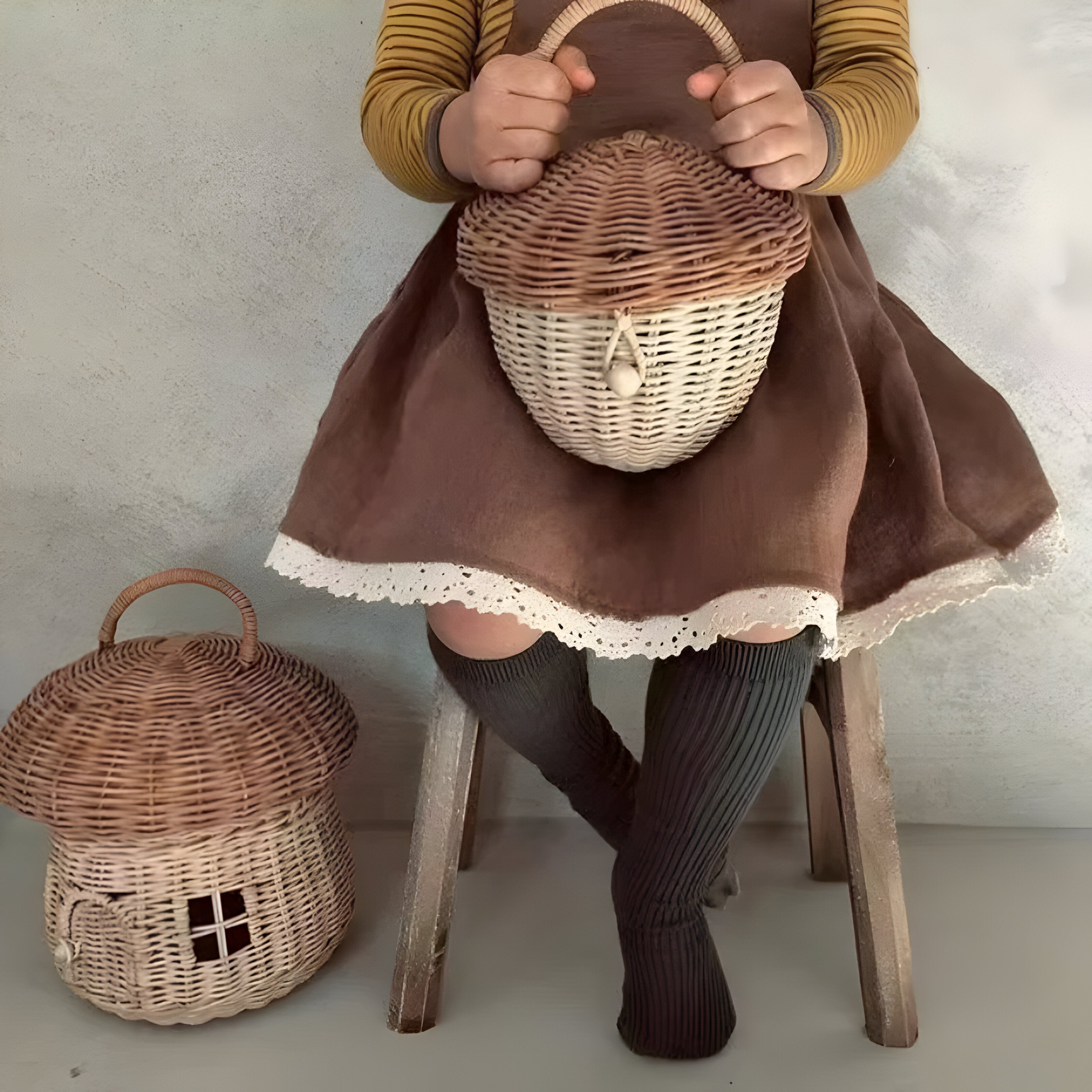 SunnySprout Korg - Rattanfällande Svampkorg